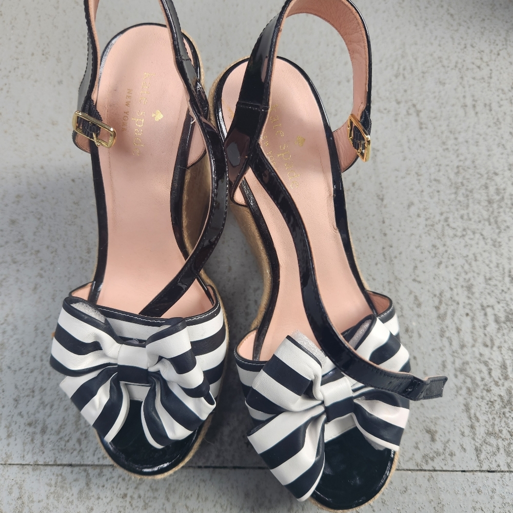 Kate spade striped espadrille wedge